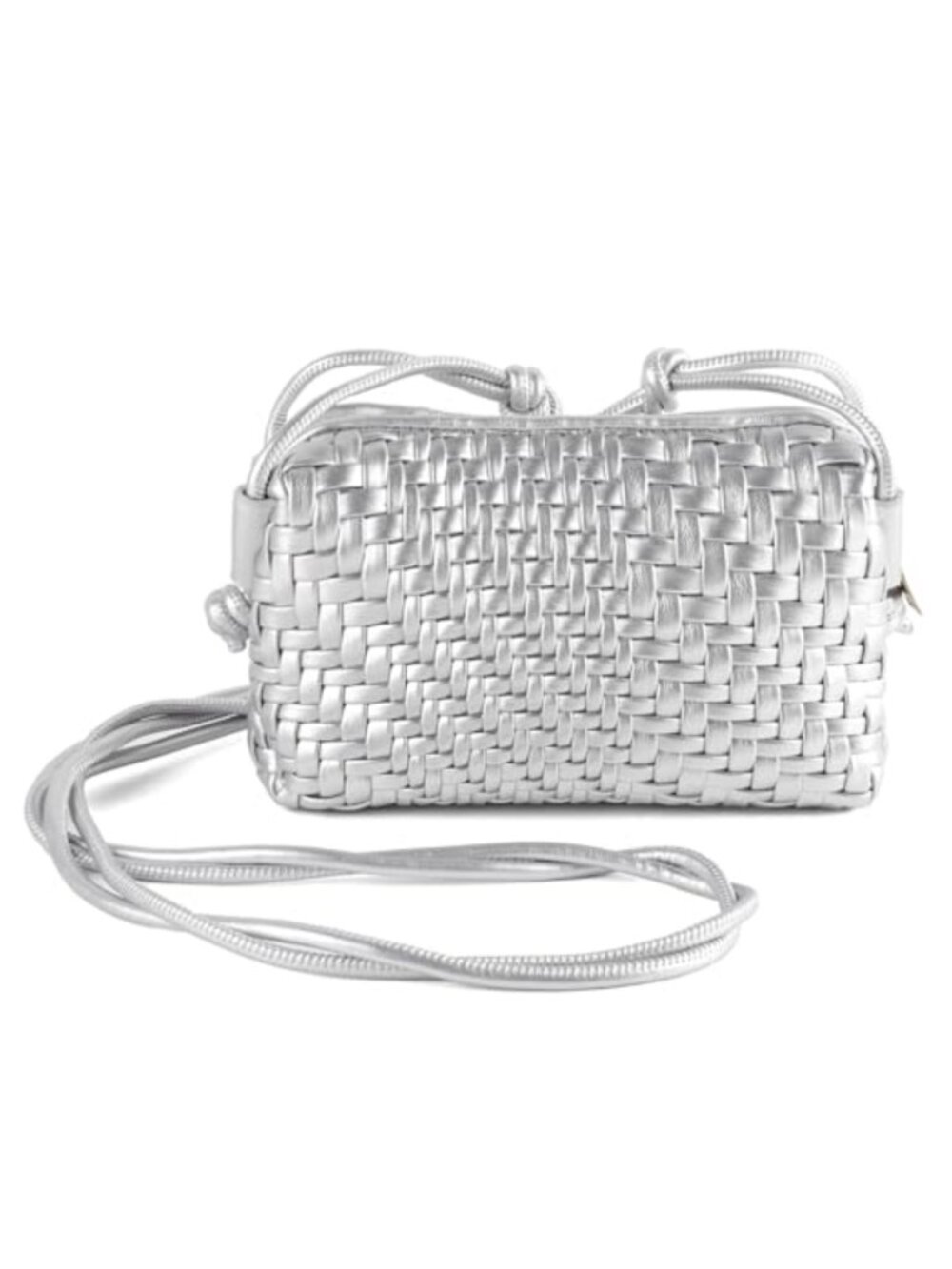Vegan Leather Woven Crossbody Bag Small Handmade Shoulder Bag with Strap